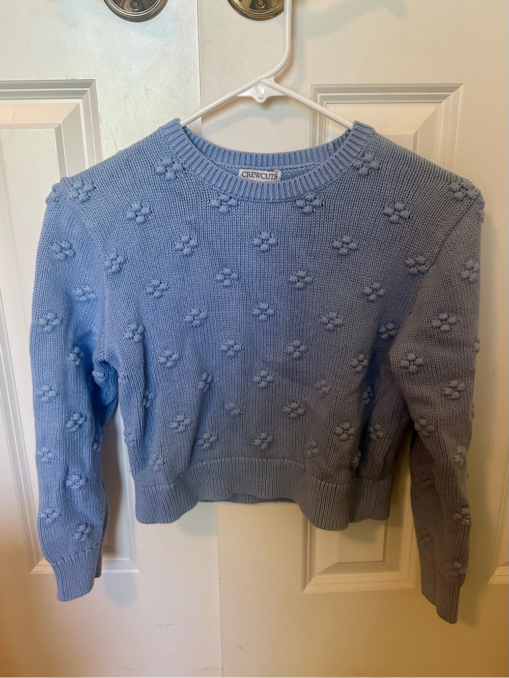 Crewcuts Light Blue Flower Bobble Knit Sweater